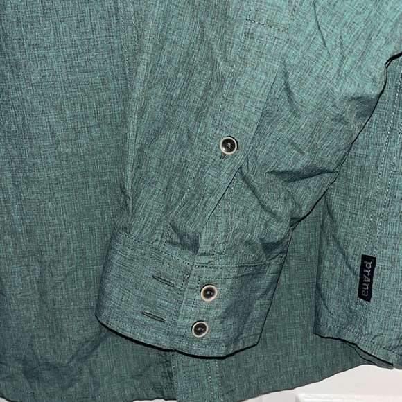 Men’s Prana Ascension Long Sleeve Green Button Up Front Shirt UPF Roll Tab Large - Picture 4 of 10